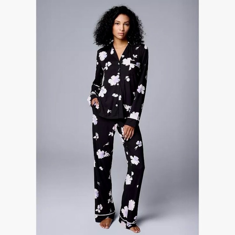 Simply Vera-Vera Wang Floral Top & Bottom Pajama Set, Sz. M
